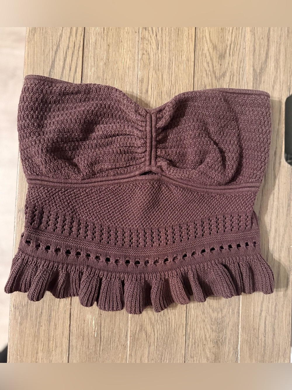 aerie Chocolate Brown Knit strapless top